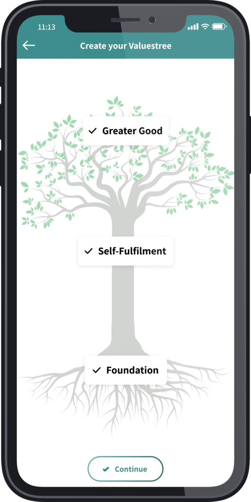 Finished with creating a values tree mobile view
